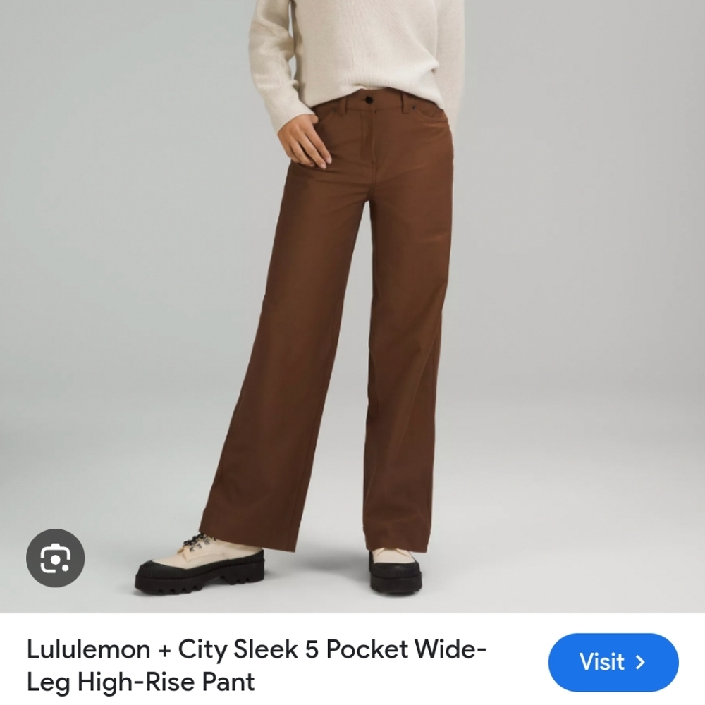 Lululemon Brown Wide-Leg High-Rise Pants 7/8 Size 25